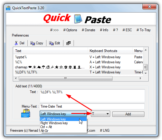 keyboard shortcut for paste comand